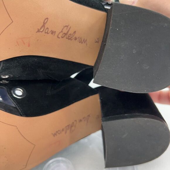 Sam Edelman Seana Women's 8.5 Suede Leather Grommet Scalloped Slingback Sandals - Picture 10 of 13